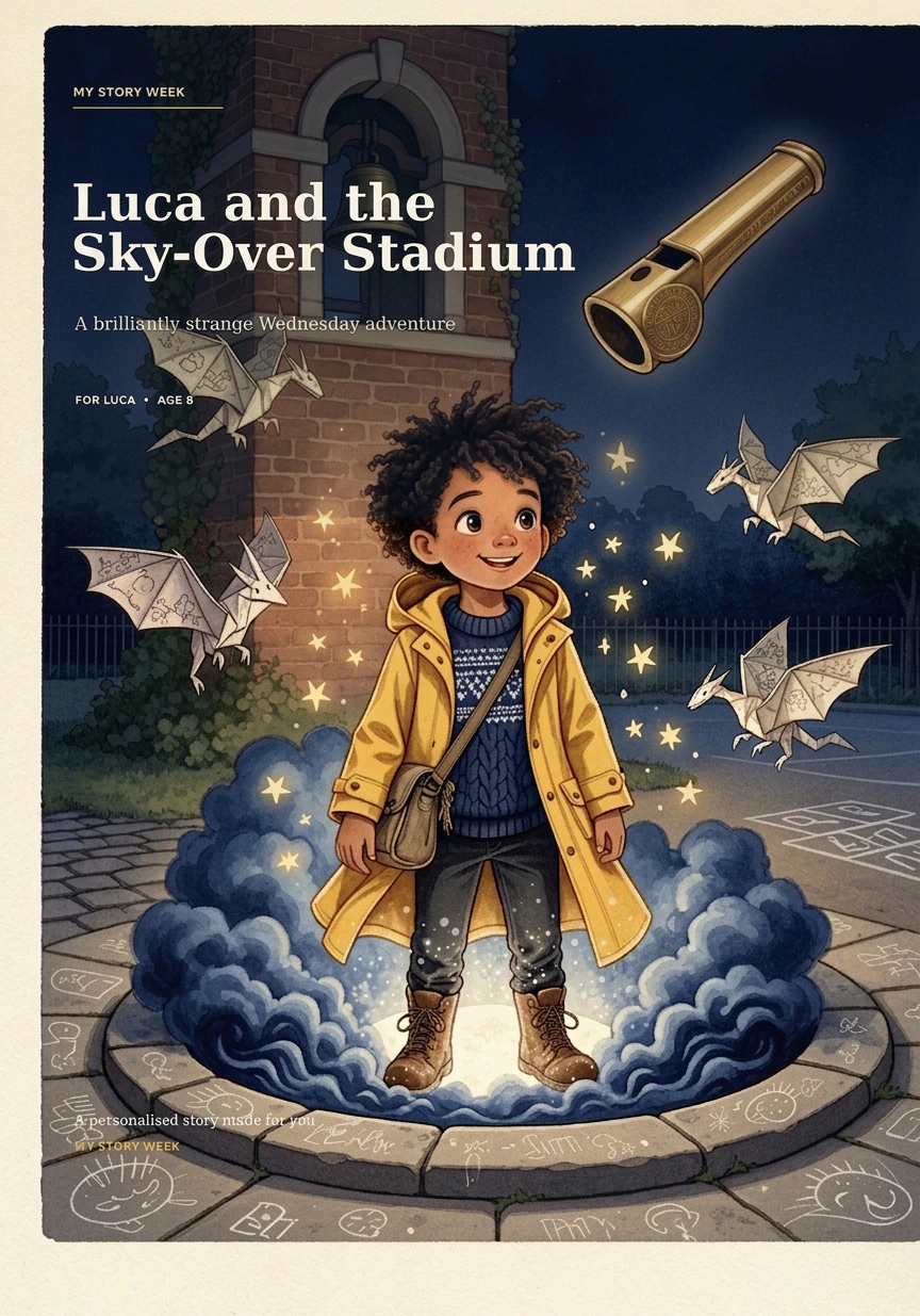 Cover of the sample story Luca and the Sky-Over Stadium.